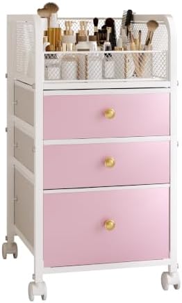 Rolling Makeup Vanity Cart Makeup Organizer with Drawers for Girls