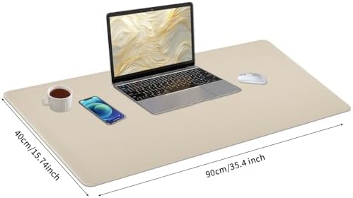 Bloss Desk Mat with Stitched Edges, 35.4"×15.7" Keyboard Pad Skin Pink, Non-Slip Desk Protector Mat, Leather Desk Blotter, Waterproof Desk Pad for Office Home Decor