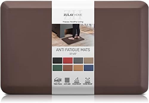 Zulay Home Large 20 x 32 Inch Anti Fatigue Floor Mat - 3/4 Inch Thick Cushioned Kitchen Mats for Standing - Comfortable Padded Floor Mats for Standing Work Desk - Memory Foam Kitchen Mat - Brown