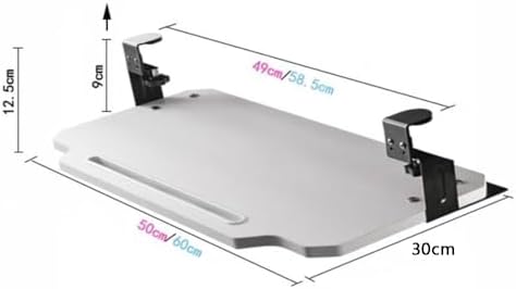 EMENAR 20in 24in Platform Extender Desk Keyboard Mouse Holder Slide Out Keyboard Stand Easy Gliding, Ergonomic Clamp On Keyboard Tray With C Clamp Punch Free ( Color : Black , Size : 50cm/20inch )