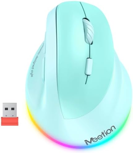 MEETION Ergonomic Wireless Vertical Mouse, Rechargeable, Green