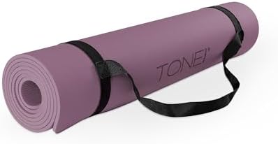 TONE Fitness 1/4" Yoga Mat, Non-Slip Exercise & Pilates Mat with Strap