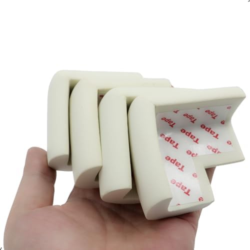 4 Pack Soft Foam Baby Proofing Corner Guards & Edge Protectors, Pre-Taped Table Corner Protector, Children Safety Furniture Desk Bumper, Cushion for Sharp Corners, L Type,White