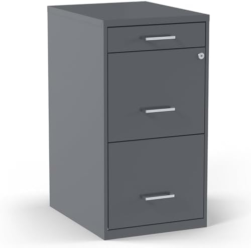 Staples 3-Drawer Vertical File Cabinet, Letter Size, Lockable, Charcoal