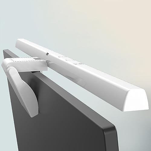 Pomya LED Computer Monitor Lamp, Computer Monitor Light Bar 3 Color Temperature ABS for Home (White)
