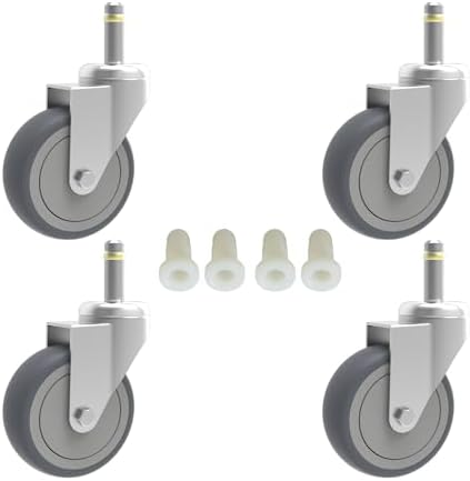 RILIDRI 2-Inch Swivel Stem Caster, 7/16-Inch Stem Diameter Rubber Wheel, Thermoplastic Rubber TPR Replacement Wheels for Weber Grill Shop Vac - 4 Pack