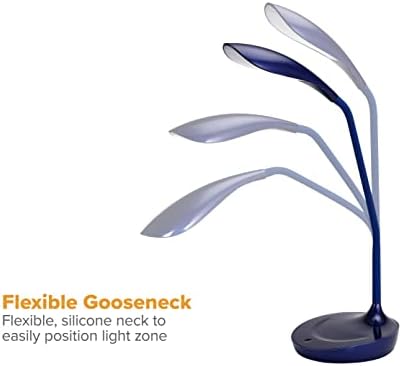 Bostitch Office LED Gooseneck Desk Lamp with USB Charging Port, 3 Dimming Levels, Touch Control, Blue (VLED1502-BLUE)
