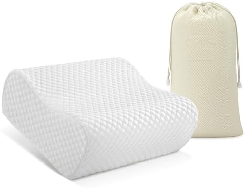 AM AEROMAX Travel Contour Memory Foam Pillow for Neck Pain Relief, White