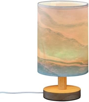 Bedside Lamp Bohemian Beach Table Lamp for Bedroom LED Nightstand Lamp Shade USB Ports Wood Base for Living Room Dorm Office