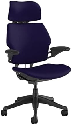 Humanscale Freedom Office Chair with Headrest - Ergonomic Work Chair with Advanced Highly Adjustable Duron Arms and GEL Seat - Wheels for Hard Flooring - Graphite Frame with Deep Violet Corde 4 Fabric