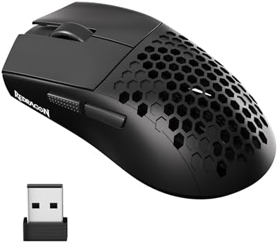 Redragon M725 Honeycomb Shell Gaming Mouse Wireless, Ultra Lightweight 49g, 8000 DPI Tri-Mode BT5.1/2.4GHz/Type-C Wired Gamer Mouse with 2 Side Buttons, Macro Programmable for PC/Mac/Laptop, Black