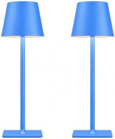 Yogaret Blue Cordless Table Lamp Set of 2, Indoor/Outdoor Table Lamp for Restaurant Home Dinner Patio Pinic