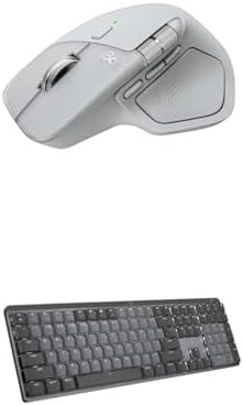 Logitech MX Master 4 Ergonomic Wireless Bluetooth Mouse with Haptic Feedback + MX Mechanical Wireless Illuminated Keyboard with Tactile Quiet Switches - USB-C, Windows, Linux, Chrome, Mac - Pale Gray