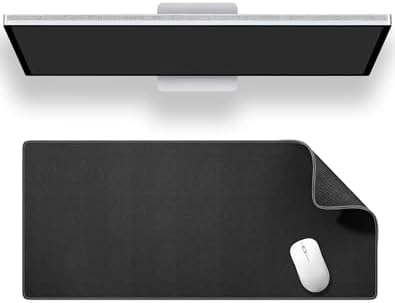 ALOANES Black Waterproof Desk Mat, Large, with Extended Mouse Mat, Office Desk Protector with Anti-Slip Base, Stitched Edge, Grain Jacquard Surface, Perfect for Gamer, Home, XL,11.81''x27.56''x0.12'