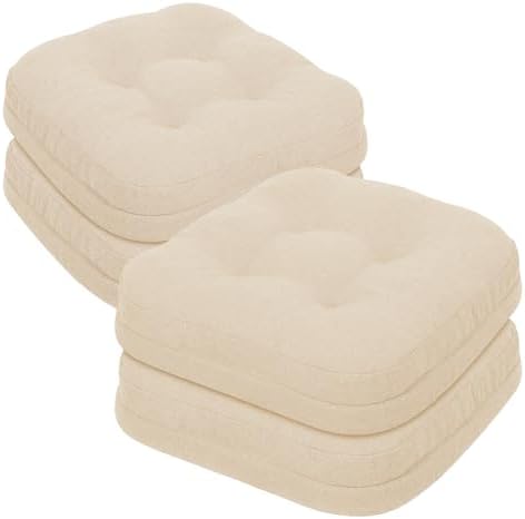 baibu Patented Dining Chair Cushions, 4 Pack, 16.5 x 16.5 x 3.5 in, Beige