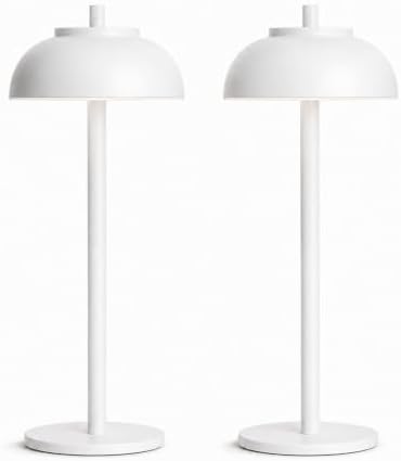 White Cordless Table Lamps, Rechargeable LED Touch Lamp, 2 Pack