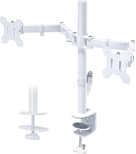 BONTEC Dual Monitor Desk Mount, 13-27 Inch, 22lbs, VESA 75x75/100x100,White