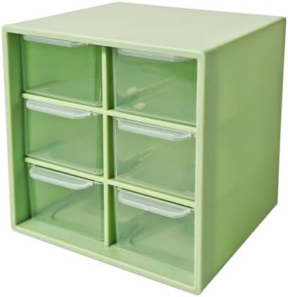 Small Mini Drawer Organizer for Desk, 6 Drawers, 4.7" x 4.7" x 3.8" Green