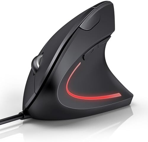 TECKNET Wired Mouse, Comfortable Ergonomic Mouse with 6400 DPI