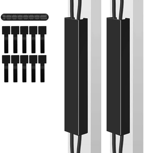 2 Pack Steel Magnetic 14-Inch Cable Management Channels for Under Desk Leg, No Drill Cord Organizer Cover & Wire Hider Cover with Adhesive Cable Tie, Cable Organizer Kit for Home Office & Gaming Desk