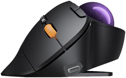 ProtoArc EM02 Wireless Trackball Mouse, Ergonomic Thumb Ball, Purple