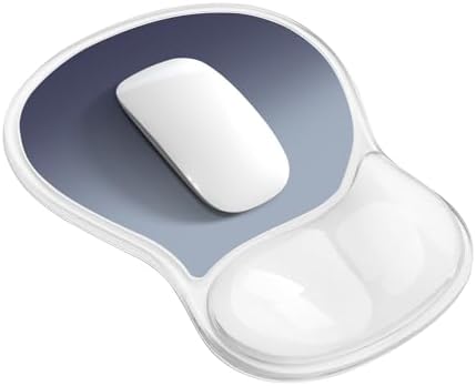 Mouse Pad with Wrist Rest,Ergonomic Mouse Pad with Comfortable Gel Wrist Rest Support and Non-Slip PU Base for Easy Typing Pain Relief, Durable and Washable (Transparent Black Gradient)