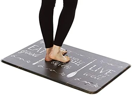 J&V TEXTILES Anti Fatigue Cushioned Comfort Mat, Ergonomically Durable, Supportive, Padded, Thick and Washable, Stain-Resistant, Kitchen, Garage, Office Standing Desk Mats (Eat Laugh Live)*
