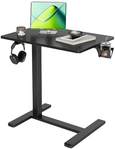 Claiks Mobile Rolling Desk Small Portable Laptop Cart Bedside, 26" Black