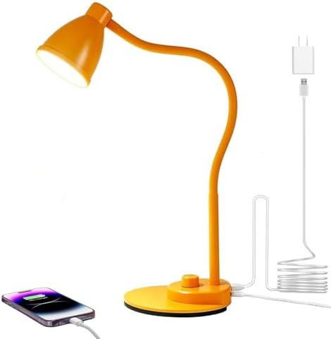 BOHON LED Desk Lamp with USB Charging Port 3 Color Modes Fully Dim, Yellow