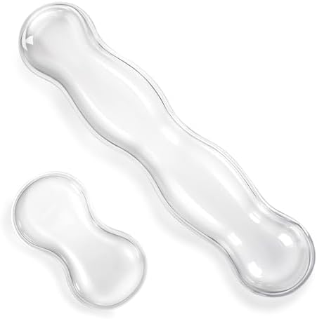 Gel Wrist Rest for Keyboard Clear Anti-Slip Mouse Pad Cute Ergonomic White Silicone Computer Wrist Rest Set for Keyboard Relieve Office Typing or Gaming Wrists Pain