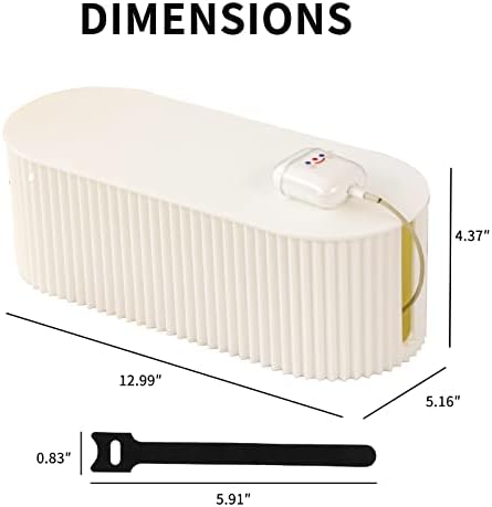 FABROK Cable Management Box, Plastic Cord Hider Box, Small, White