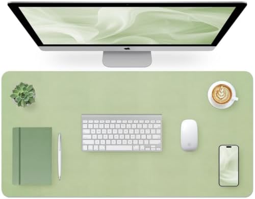 Bloss Green Desk Mat, Desk Matt for Desktop, Large Leather Desk Pad, Desk Pad Mat Waterproof, Computer Mat for Office Work/Home/Decor (35.4 x 15.7 Inches)