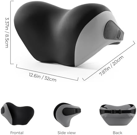 BEBAS Ergonomic Car Headrest Pillow, Memory Foam Neck Support, BlackGray