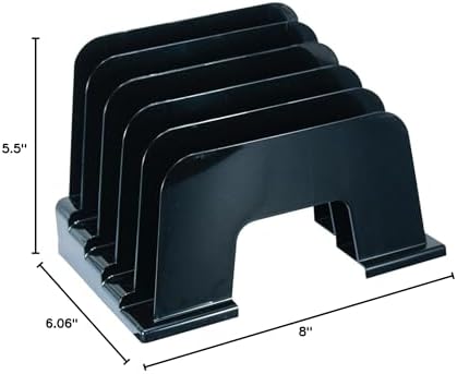Officemate Incline Sorter, 5 Compartments, Black (21232) (Pack of 6)