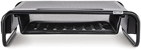 Allsop 32166 Metal Art Organizer 5 Riser Monitor Stand with Drawer and Side Caddies, Black