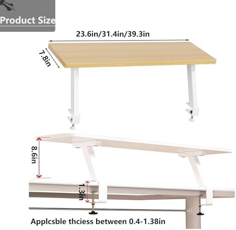 Clamp On Desk Shelf, Adjustable Desktop Extender Storage Organizer