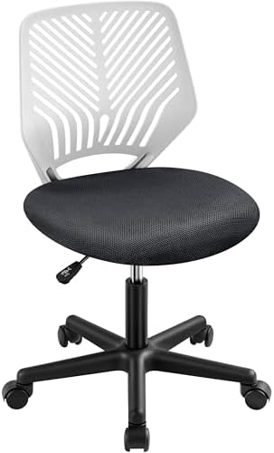 Yaheetech Small Desk Chair, Armless Adjustable Swivel Seat, Dark Grey
