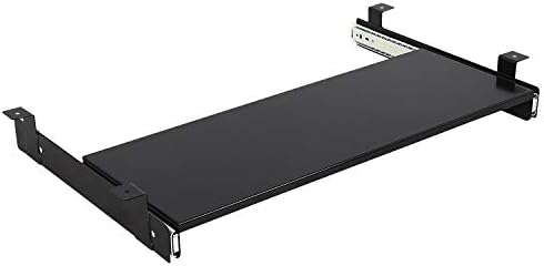 BenchPro Heavy 16-Gauge Powder Painted Steel Keyboard Tray - Under-Mount, Steel Construction, Slide Out Keyboard Mouse Holder - Powder Coated 9" D x 24" W - Black