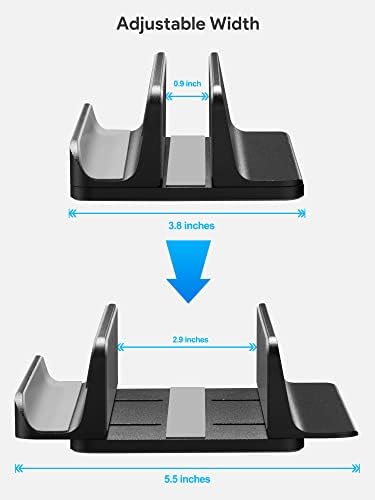 JARLINK 2-in-1 Vertical Laptop Stand, Adjustable Aluminum Desk Dock, Black