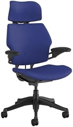 Humanscale Freedom Office Chair with Headrest - Ergonomic Work Chair with Standard Height Adjustable Duron Arms - Wheels for Hard Flooring - Graphite Frame with Thalo Corde 4 Fabric