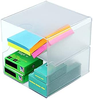 Deflecto Stackable Divided Cube Organizer, Desk and Craft Organizer, Clear, Removable Divider, 6"W x 6"H x 6"D (350701),Small