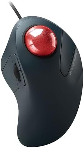 Wired Ergonomic Trackball Mouse for Large Hands, 44mm Index Finger Control