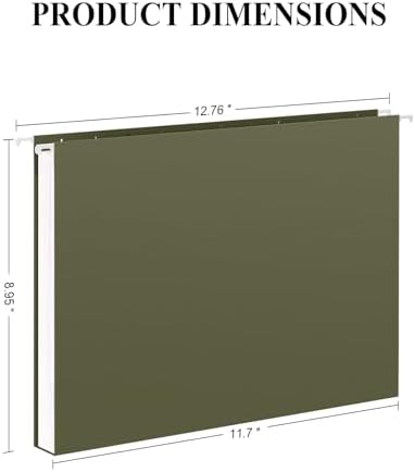 ViVin Hanging File Folders, 1/5-Cut Adjustable Tabs with 24 Per Box, 24 Pack Letter Size Hanging File Folders, Designed for Office Home School Filing Cabinet(Green)
