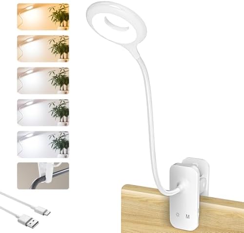 CUHIOY Rechargeable Clip on Reading Light for Bed Headboard, White, 1 Pack