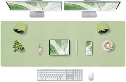 Bloss 47.2" x 16.9" Large Desk Mat, Leather Mouse Keyboard Pad, Non-Slip Writing Pad, Desk Protector for Office, Home - Light Green