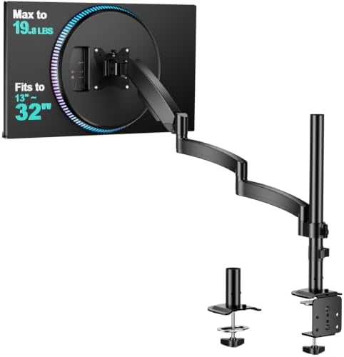 WALI Extra Long Single Monitor Arm for 13-32 inch Screens, up to 19.8 lbs