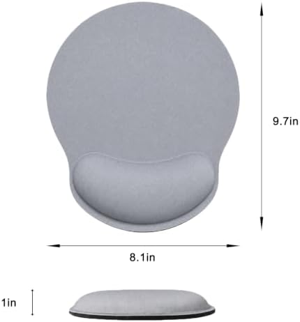 Mouse Pad with Wrist Support, Ergonomic Mouse Pad with Memory Foam Wrist Rest Cushion, Non-Slip Rubber Base Gaming Mice Pad for Home Office Computer Laptop, Light Grey