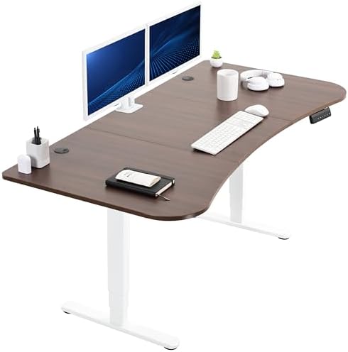 VIVO Dark Walnut 63 x 32 in Standing Desk, DESK-KIT-2W1D