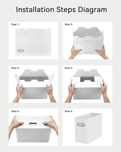 Oterri Portable Collapsible Cardboard File Box with Handle for Letter-Size