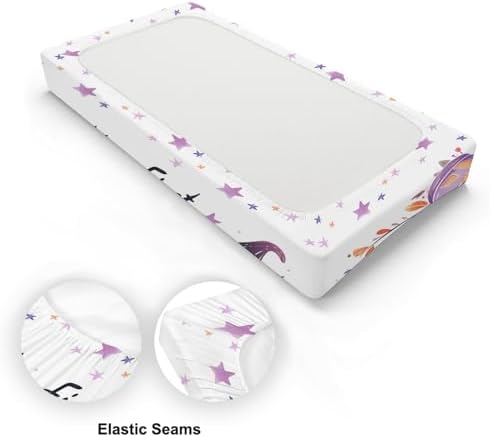 Cartoon Halloween Pumpkin Witch Hats Baby Changing Pad Cover, Unisex Fall Winter Holiday Nursery Diaper Changing Table Pad Mat Sheet for Boys Girls-16x32